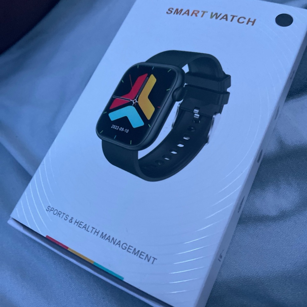 Black Smartwatch with Colorful Display and Modern Design